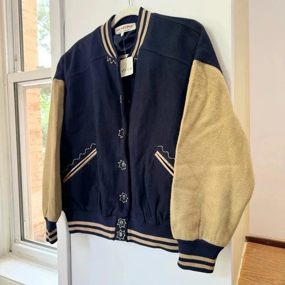 NWT Free People Home Run Varsity Bomber Jacket - Picture 8 of 16